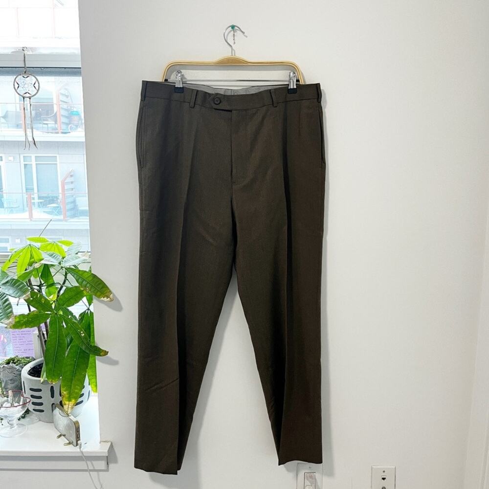 Brooks Brothers Men's Dark Brown Madison Wool Dress Pants Size 38